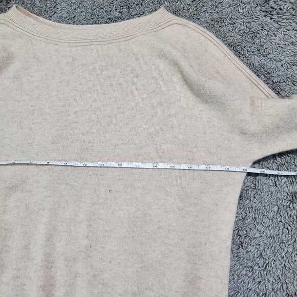 Talbots 100% Cashmere Tan 3/4 Sleeve Neutral Basic Wide Neck Sweater - Small - Picture 4 of 7